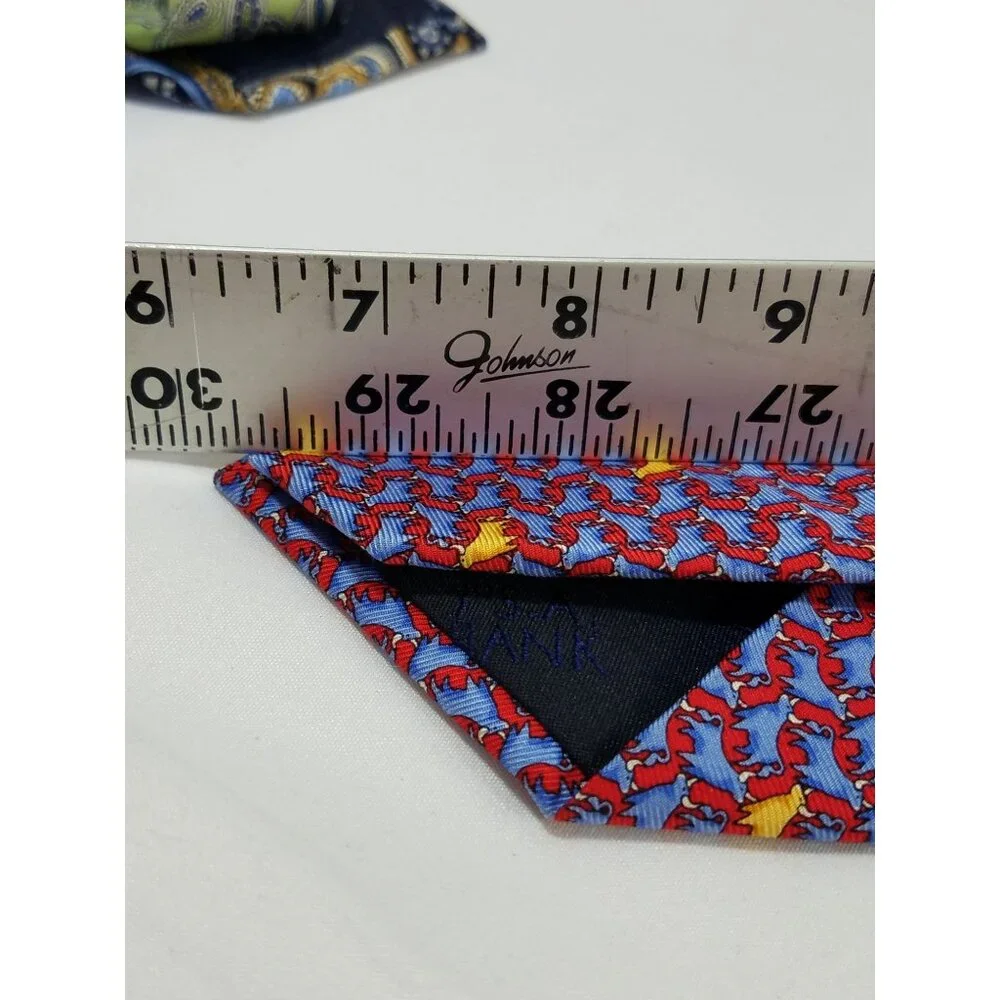 Jos A. Bank Mens Silk Tie Executive Collection Red Blue Cow Bull Steer Print